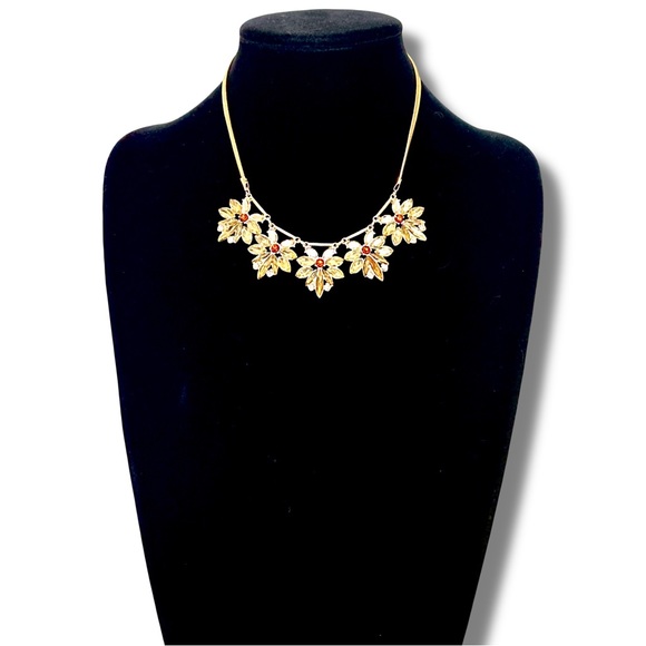 LEE ANGEL for Neiman Marcus Gold Crystal Flower Bib Necklace | NWT - Picture 1 of 7
